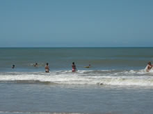 turistas bañandose en el mar